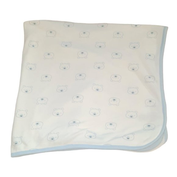 Carter's Child of Mine Blue Bear Swaddle Receiving White Blanket 26" X 28" - Picture 1 of 5